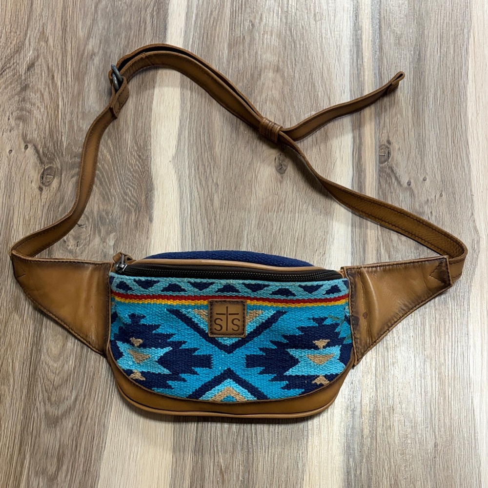 STS Ranchwear Blue and Brown Crossbody Bag